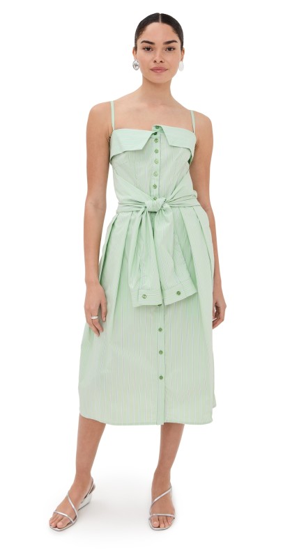 Stella Jean Stripe Midi Dress Green