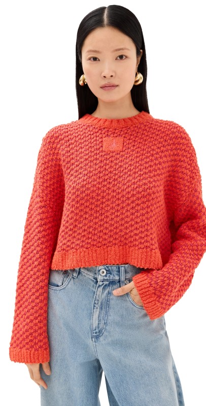 JW Anderson Cropped Open Stitch Sweater Hibiscus