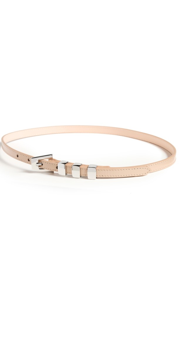 BY FAR Vic Taupe Semi Patent Leather Belt Taupe