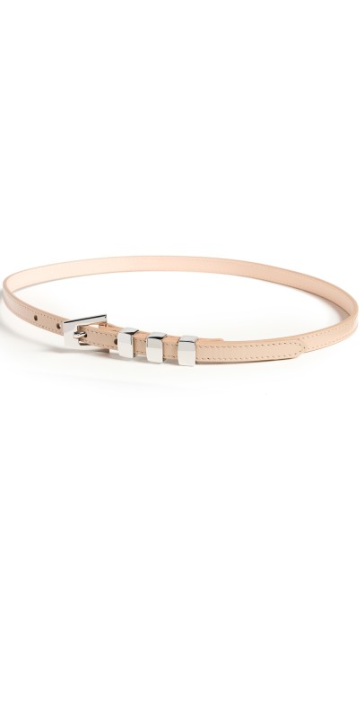 BY FAR Vic Taupe Semi Patent Leather Belt Taupe