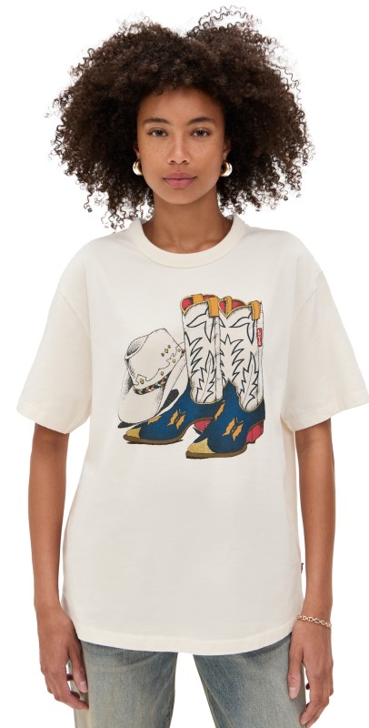 Levi's Graphic Tabor Tee Cowboy Boot and Hat Egret