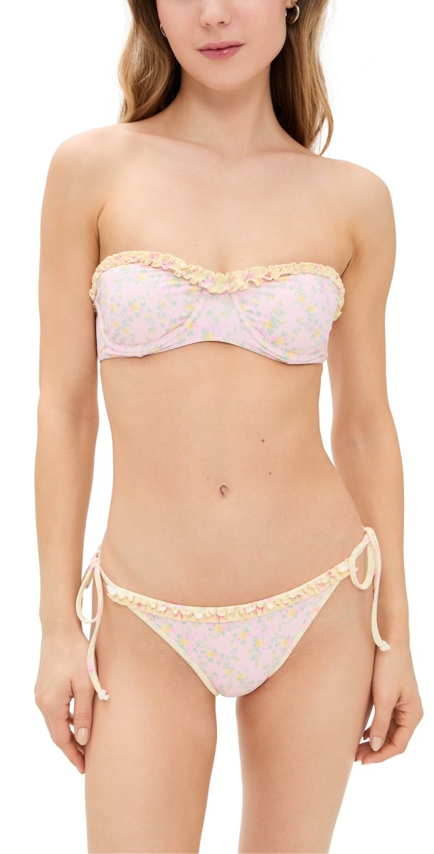 LoveShackFancy Tallie Bikini Set Strawberry Lemonade