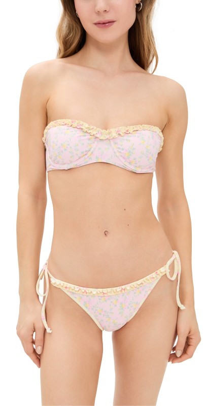 LoveShackFancy Tallie Bikini Set Strawberry Lemonade