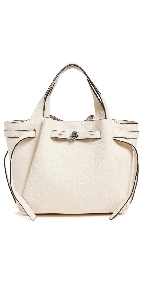 Tory Burch Romy Pebbled Satchel Light Cream
