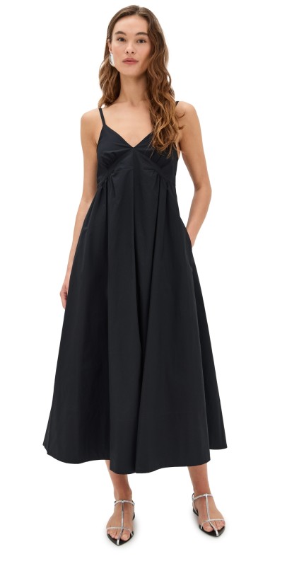 Proenza Schouler White Label Barker Dress in Stretch Poplin Black
