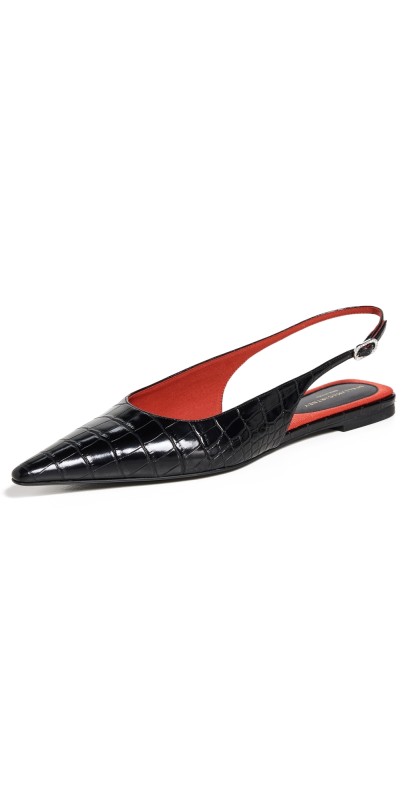 Stella McCartney Elsa Cocco Alt Reptile Flats Black