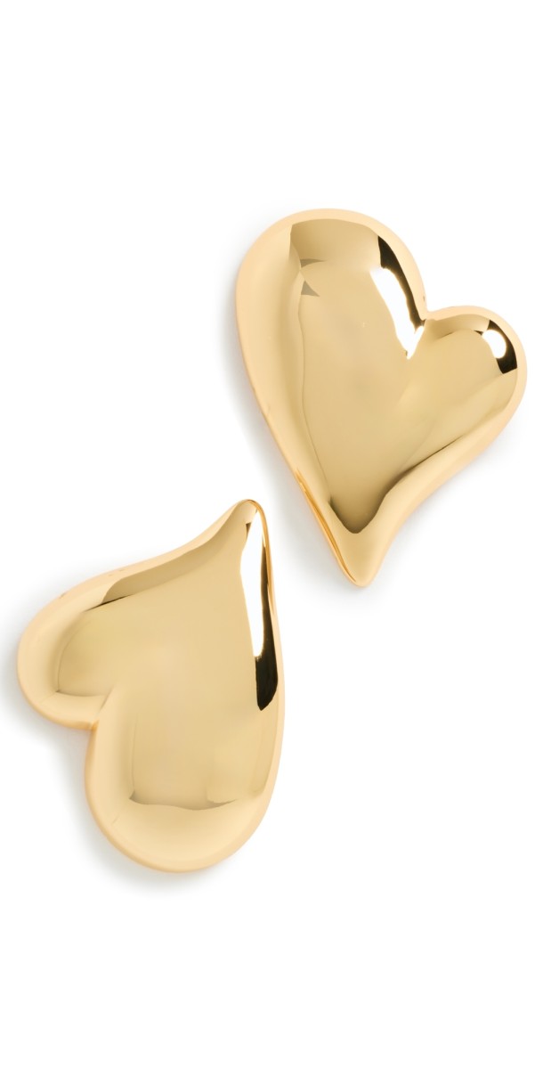 Jenny Bird Mega Art Heart Button Earrings High Polish Gold