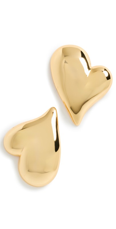 Jenny Bird Mega Art Heart Button Earrings High Polish Gold