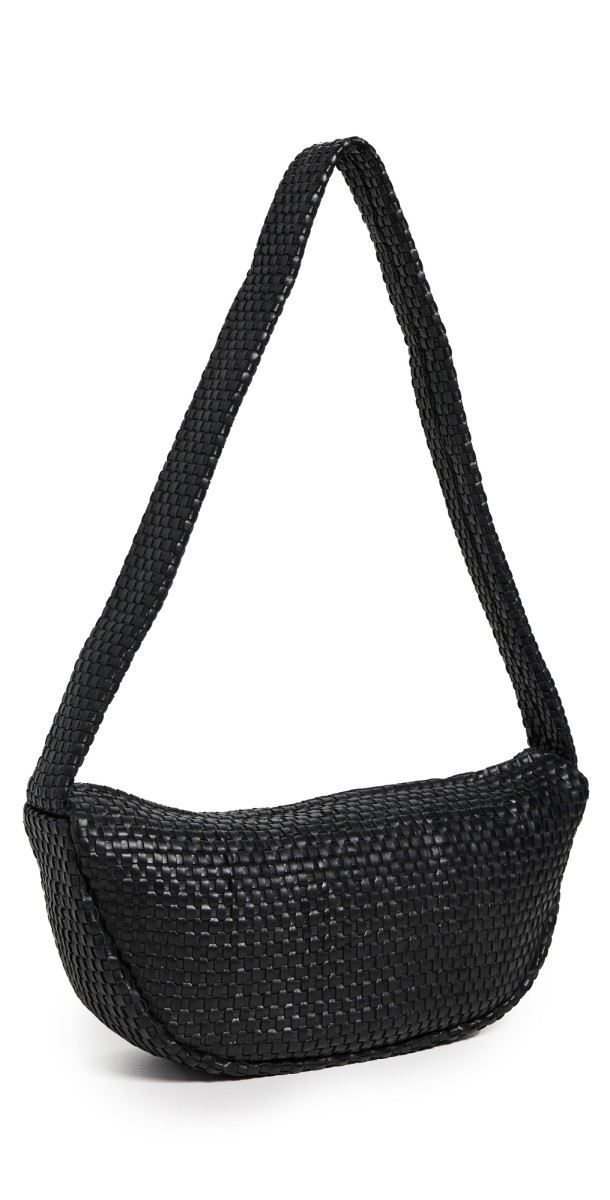 St. Agni Lattice Weave Crescent Bag Black