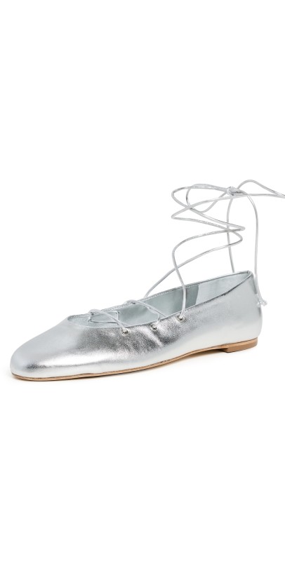 Reformation Ulla Ballet Flats Silver