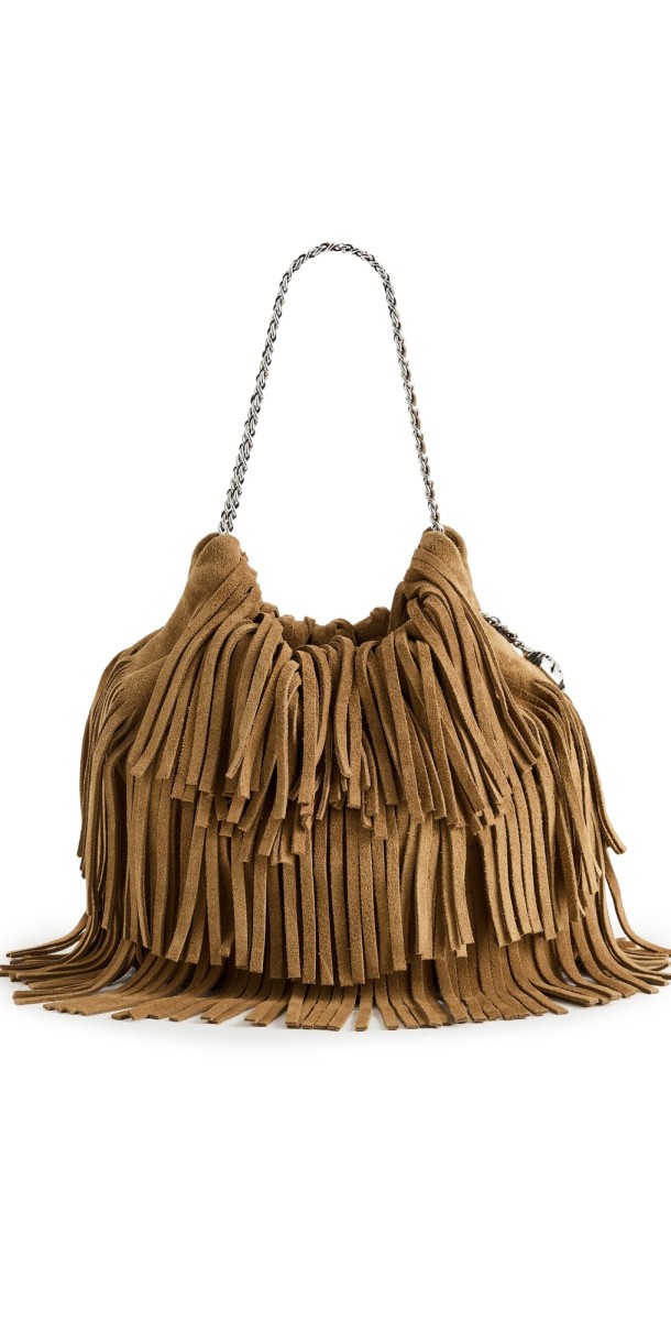 Tory Burch Fleming Fringe Mini Hobo Bag WILD TABACC