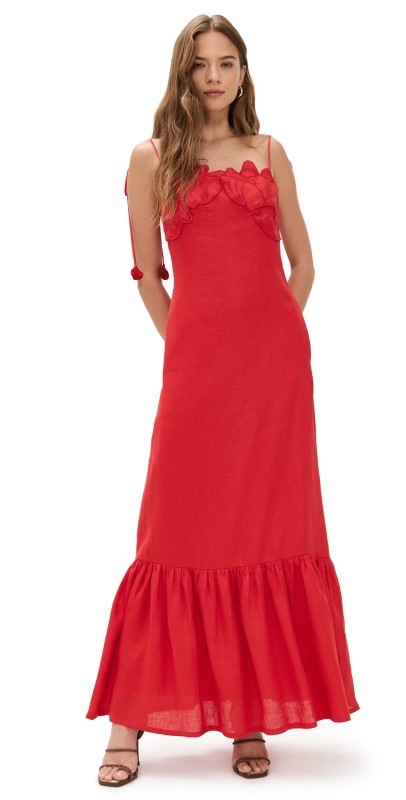 Andres Otalora Poema Eterno Dress Coral Red