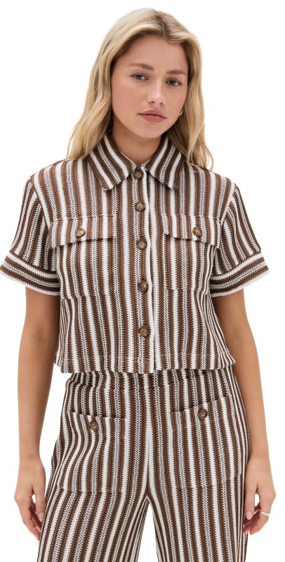 Veronica Beard Jean Bouvier Top White/Brown