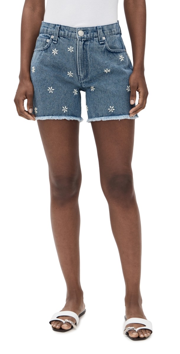 rag & bone Aspen Embellished Denim Shorts Blue Embellished