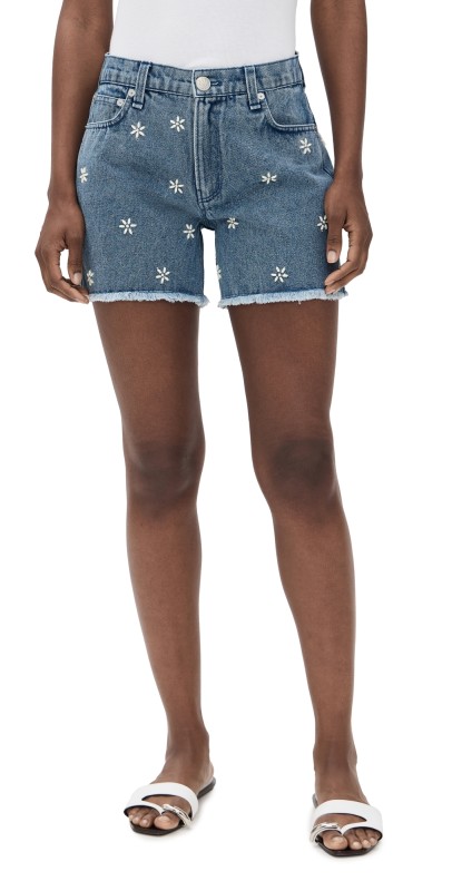 rag & bone Aspen Embellished Denim Shorts Blue Embellished