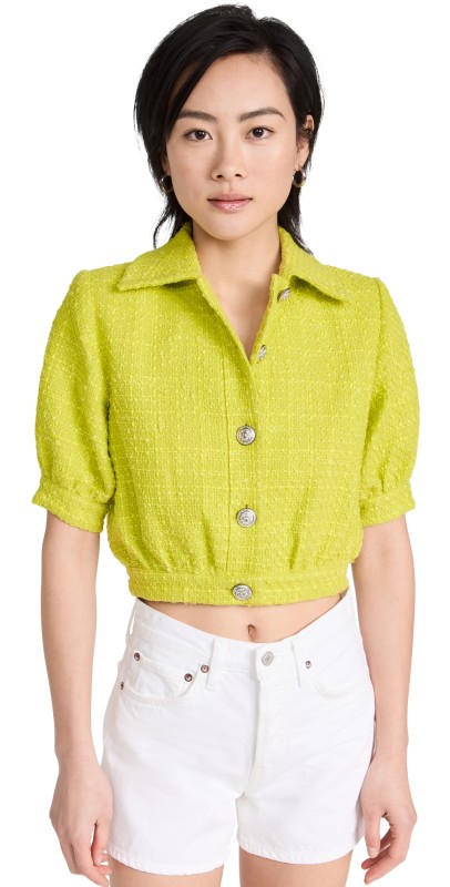 L'AGENCE Cove Crop Short Sleeve Jacket Lime