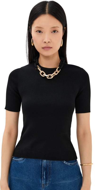 rabanne Sweater Top with Chain Black