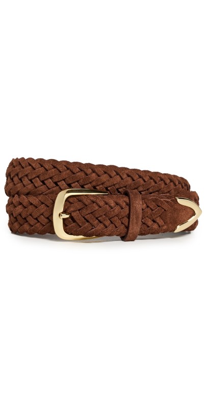Anderson's Narrow Suede Woven Belt Brown M2
