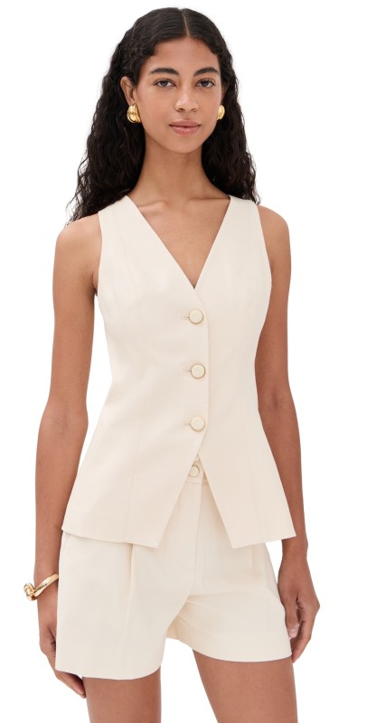 Veronica Beard Avalina Vest Ecru