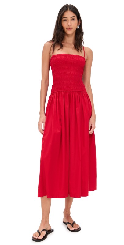 Madewell Poplin Smocked Maxi Dress Jet Black