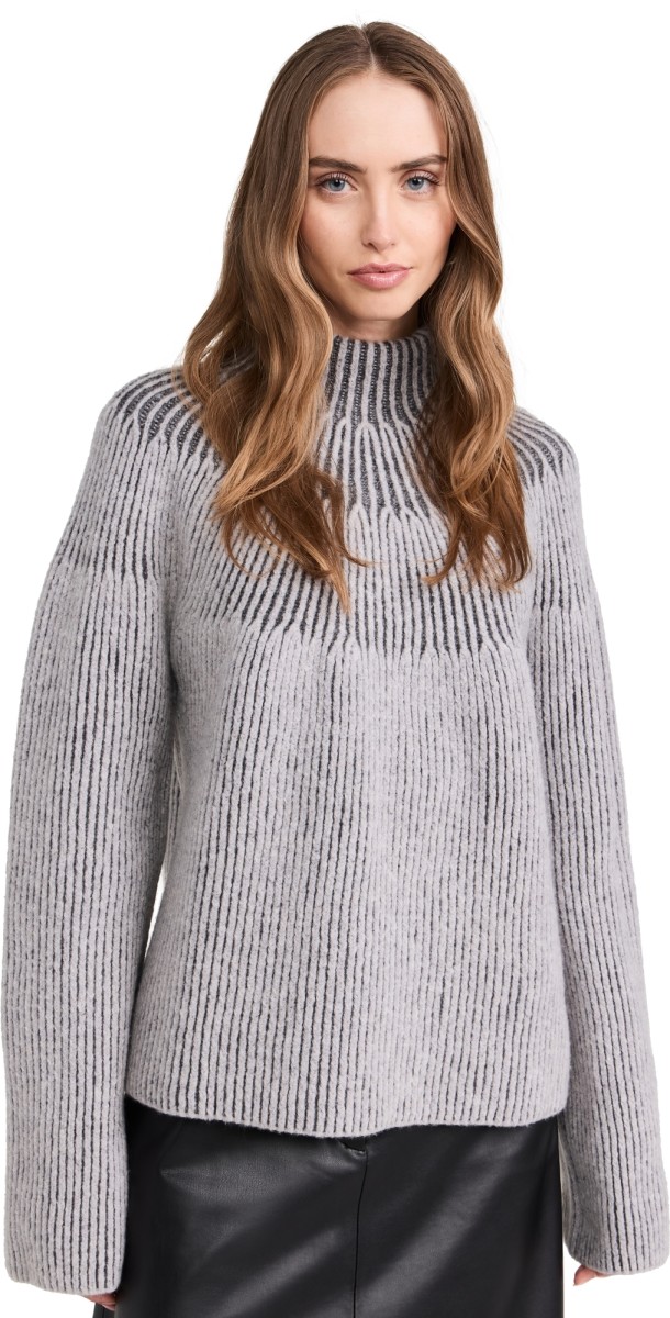 Proenza Schouler White Label Brynn Sweater in Jacquard Grey/Pale Grey Melange