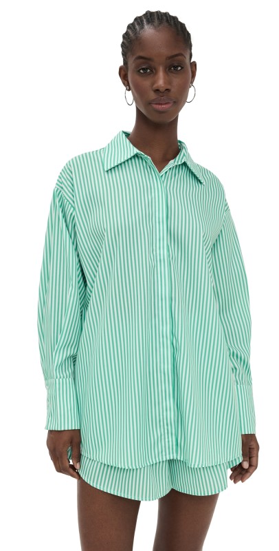 Lioness Boyfriend Shirt Green Stripe