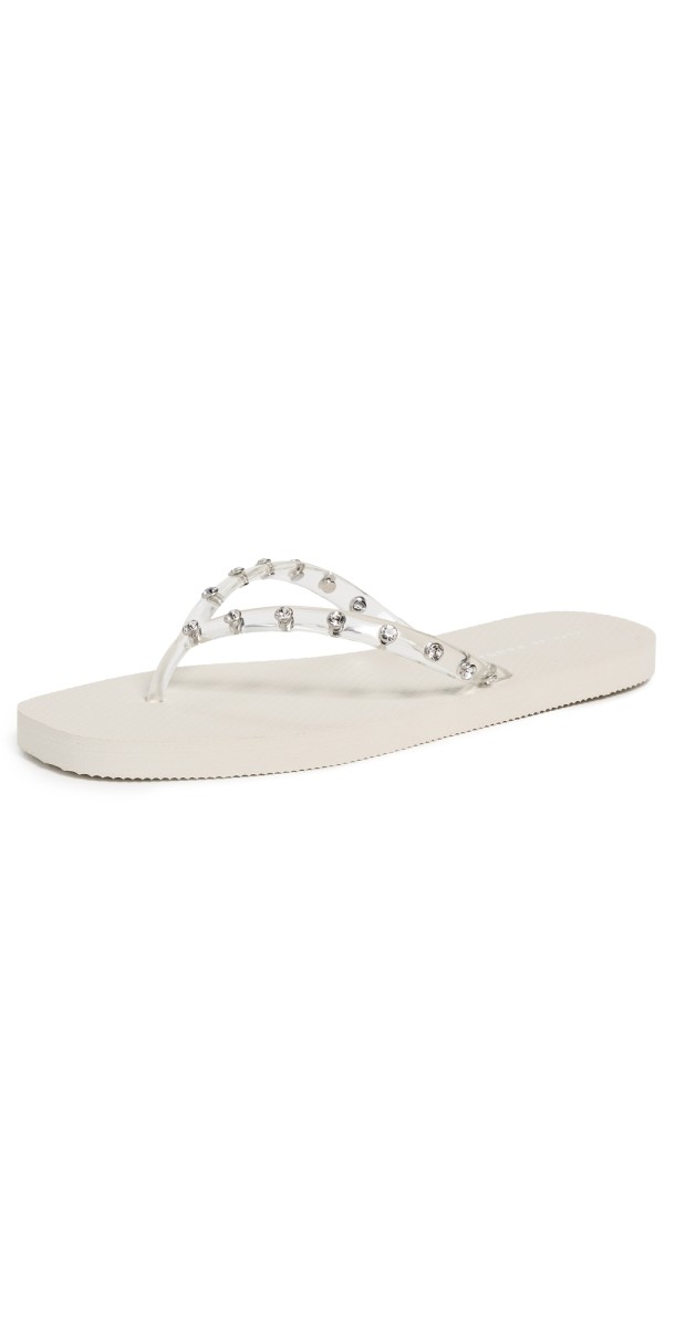 Loeffler Randall Taryn Crystal Jelly Flip Flops Cream/Crystal