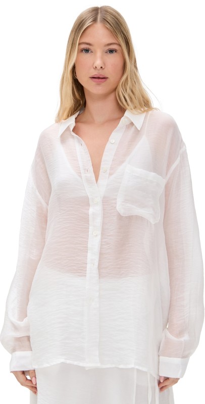 Simonett Textured Translucent Blouse Whit
