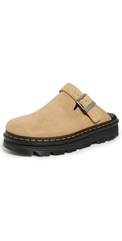 Dr. Martens Zebzag Mule Suede Clogs Tan