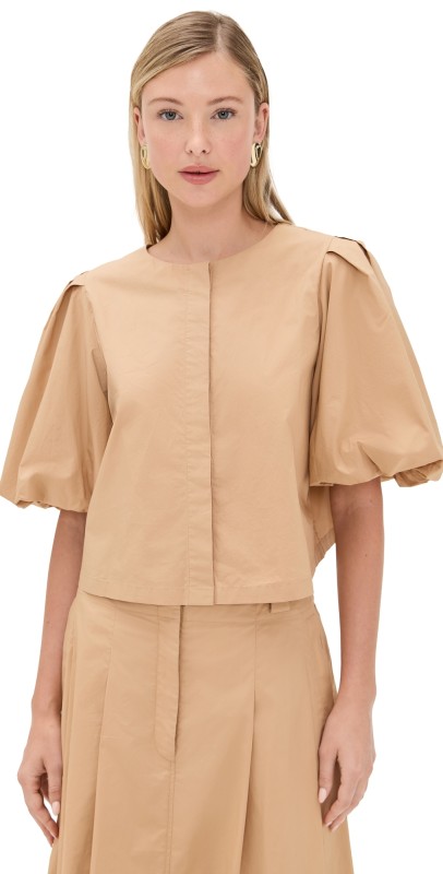 LE BOP Liza Puff Sleeve Shirt Tan
