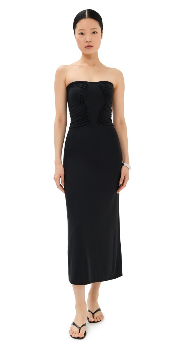 Sablyn Elle Draped Strapless Dress Black
