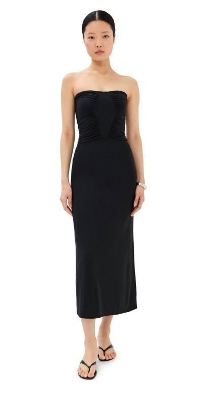 Sablyn Elle Draped Strapless Dress Black