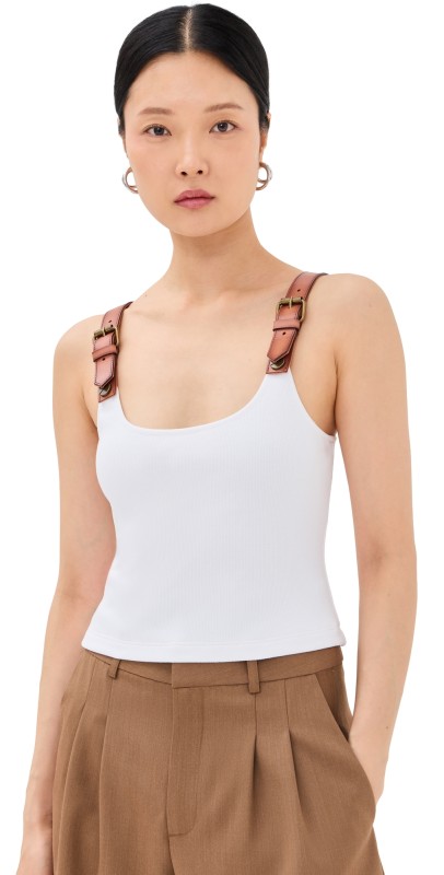 Monse Leather Strap Tank Top Ivory