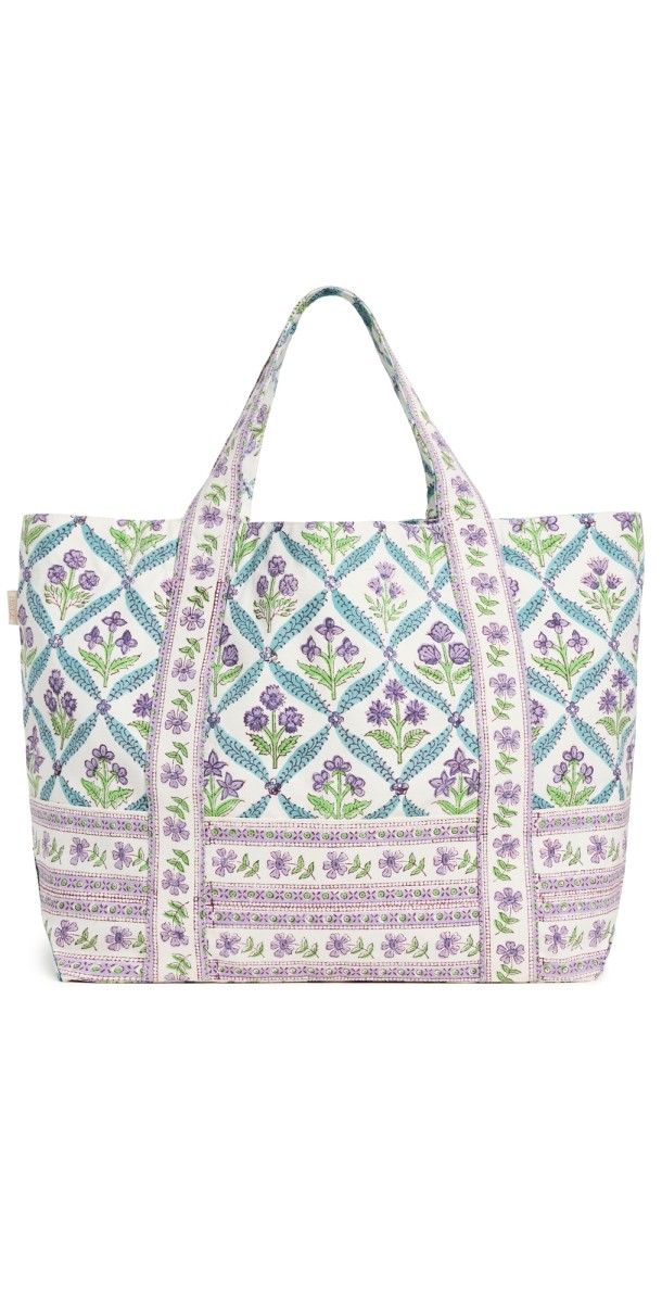 Bell Medium Beach Bag Blue Yellow Print