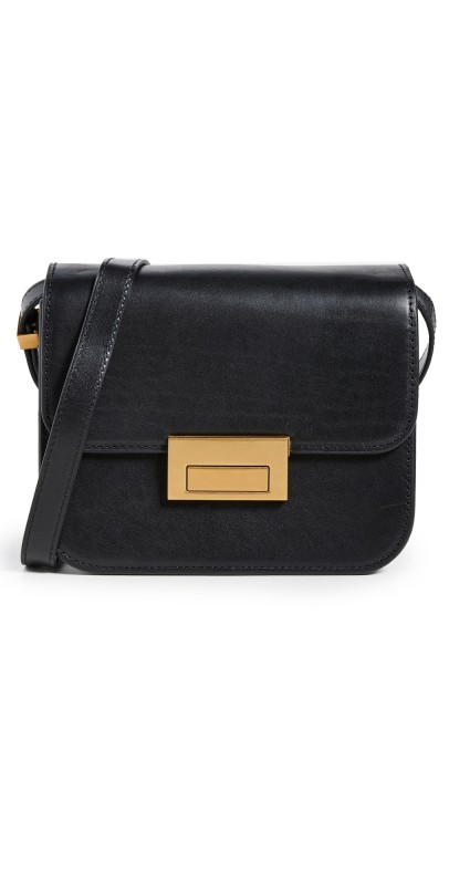 Loeffler Randall Desi Leather Flap Crossbody Bag Black