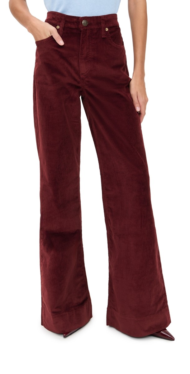 rag & bone Skylar High-Rise Corduroy Trousers Burgundy