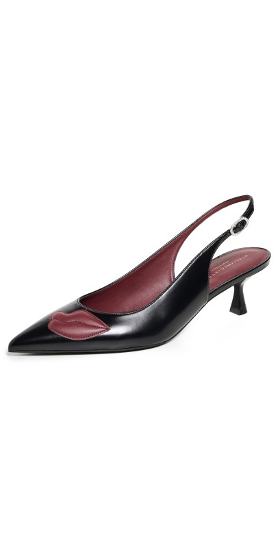 Stella McCartney Elsa Lip Appliqué Kitten Heels Black