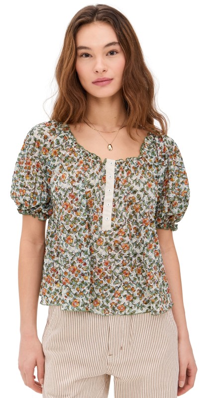 Free People Astra Peasant Top Daisy Combo