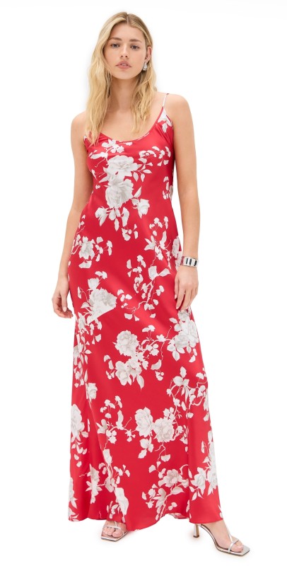 L'AGENCE Charmaine U Neck Gown Red/Ivory Ikebana