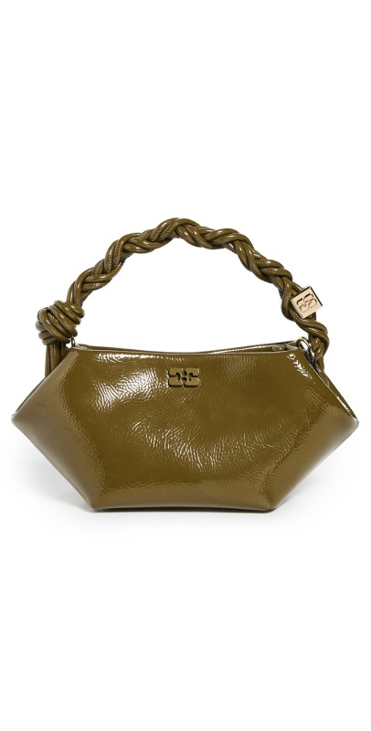GANNI Ganni Bou Bag Mini Patent Bag Military Oliv
