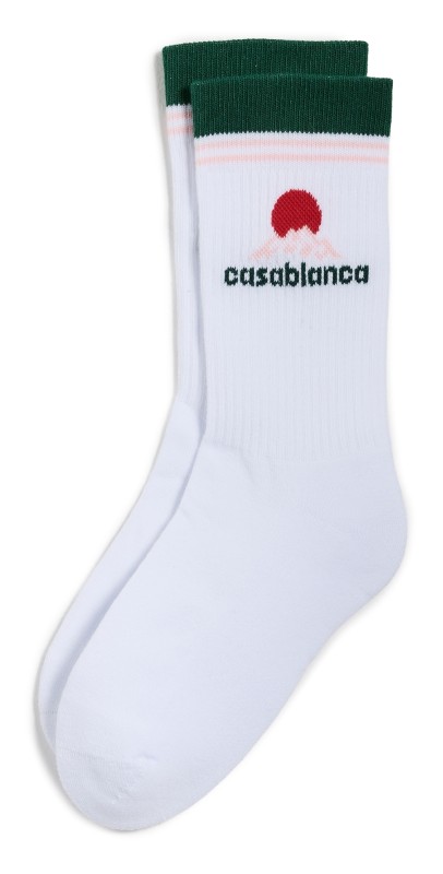 Casablanca Printed Sports Socks Montagne White