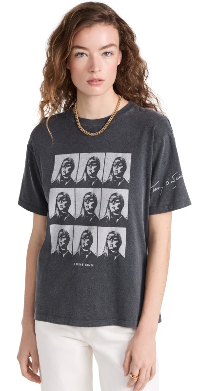 ANINE BING Hudson Tee Ab X To X Brigitte Bardot Film Washed Black