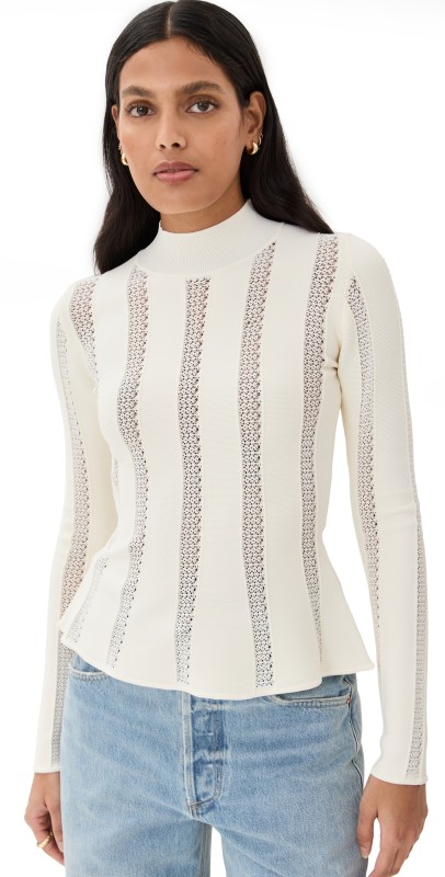 Sea Devon Knit Peplum Top Cream