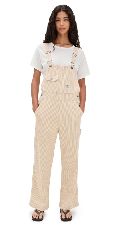 Denimist Slouch Bib Overalls Railroad Khaki