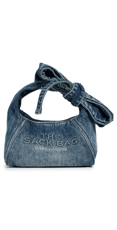 Marc Jacobs The Bow Denim Mini Sack Bag Medium Wash Indigo