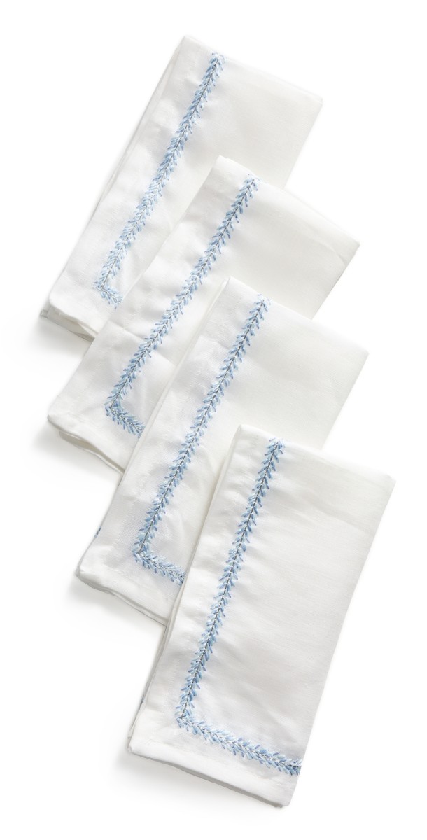 Kim Seybert Jardin Napkins Set of 4 White/Periwinkl