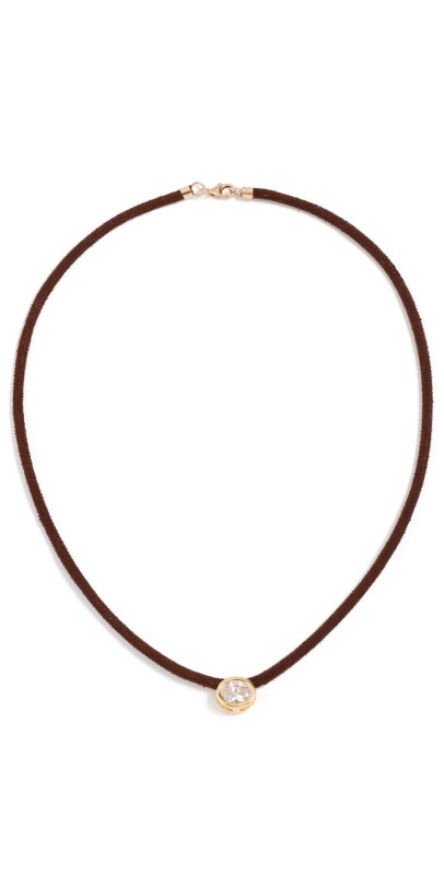 SHASHI Lasso Solitaire Necklace Black/Gold