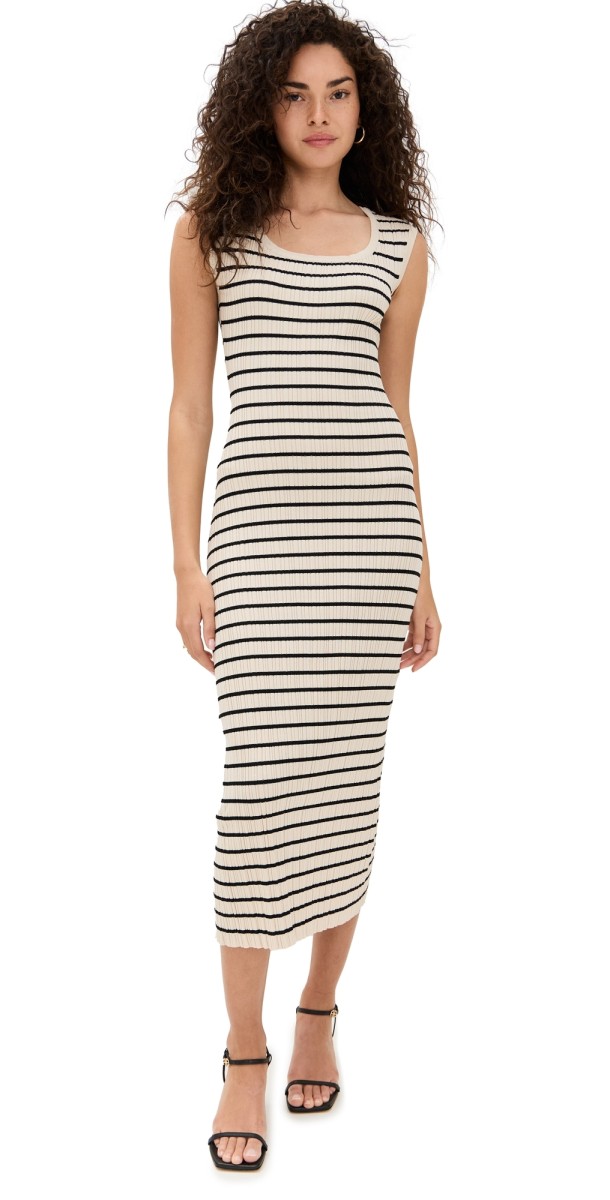 Z Supply Gisele Stripe Midi Dress Sandshell