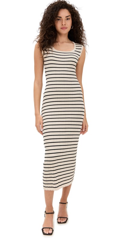 Z Supply Gisele Stripe Midi Dress Sandshell