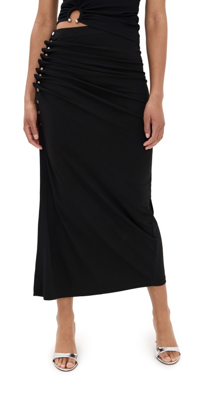 rabanne Long Draped Skirt Black